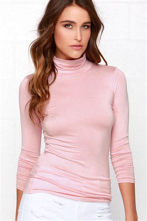 Cute Blush Pink Top Turtleneck Top Long Sleeve Top 26 00 Lulus