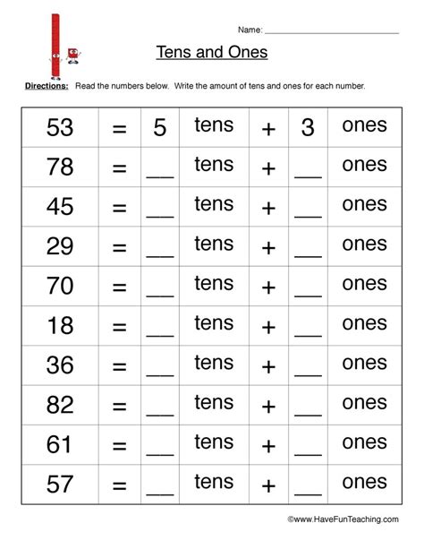 Tens Ones Worksheet Worksheets Library