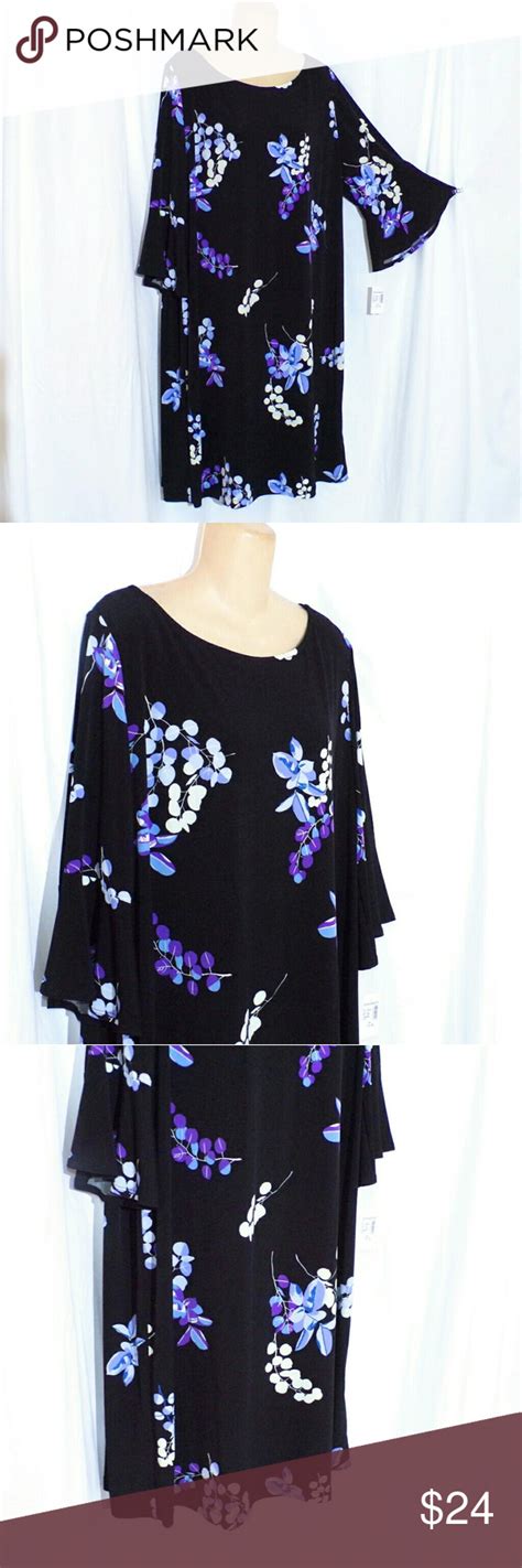 Nwt Roz Ali Floral Bell Sleeved Dress Sz Bell Sleeve Dress