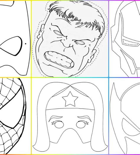 Máscaras Super Heróis para imprimir e colorir