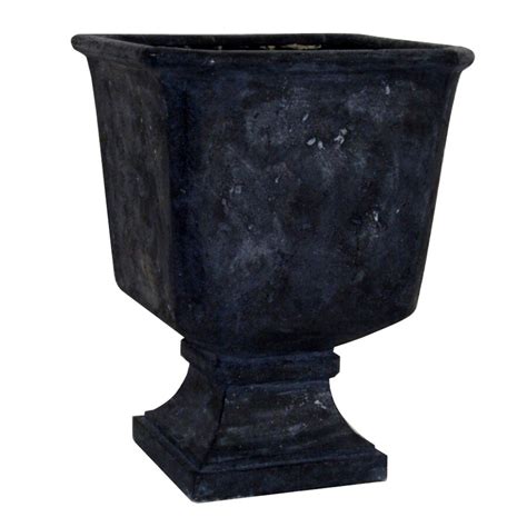 Garden Treasures 16 3 4 In H X 13 In W X 13 In D Black Fiberglass Indoor Outdoor Urn At