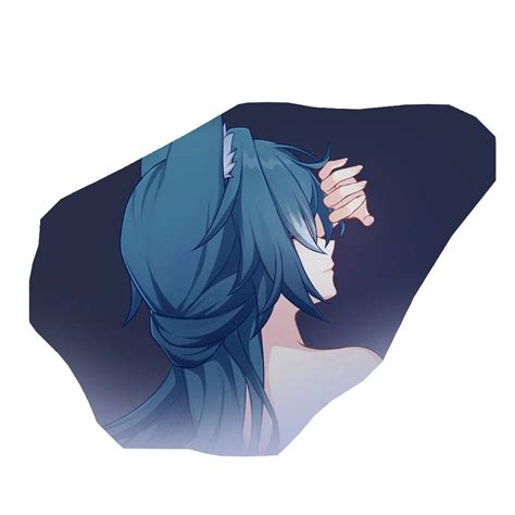 an anime character with blue hair in the dark