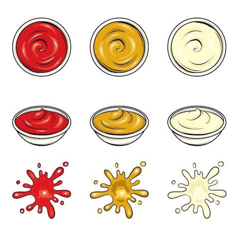 Premium Vector Mayonnaise Ketchup And Mustard A Set Of Sauces