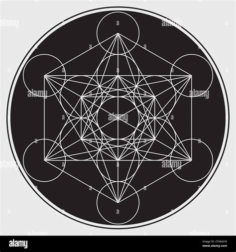 Metatron S Cube Illustration Black And White Colors Sacred Geometry