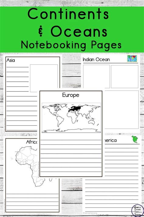 {FREE} Printable Continent and Ocean Notebooking Pages - Simple Living ...