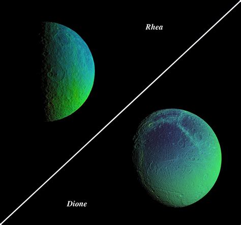 Color Variation Across Rhea And Dione Nasa Jet Propulsion Laboratory