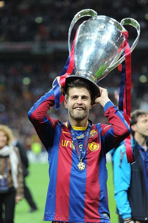 Gerard Pique Of Barcelona Celebrates Winning The Uefa Champions