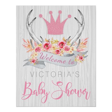 Princess Baby Shower Welcome Sign Poster Zazzle Baby Shower