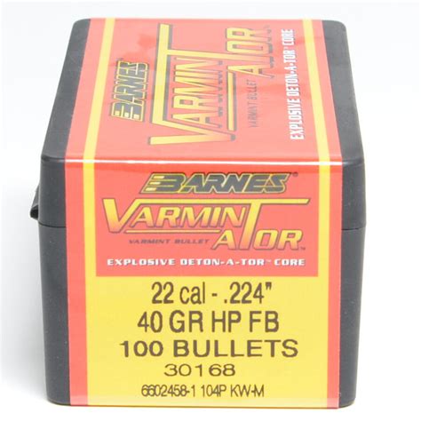 Barnes Varminator Bullets 0 224 22 Caliber 40 Grain Hollow Point Box