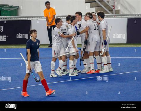 Team Players Of Germany Celebrate After Scoring A Goal During The Fih