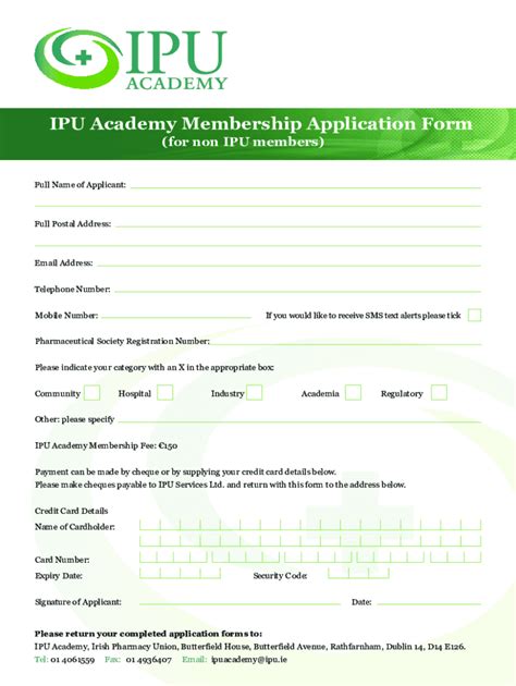 Fillable Online Ipu Academy Membership Application Form Fax Email Print