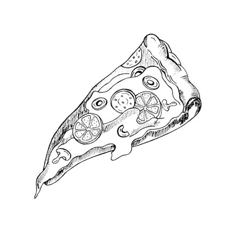 Premium Vector Sketch Pizza Slice Drawing Hand Drawn Pizza