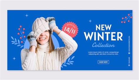 Free Vector Flat Horizontal Sale Banner Template For Winter Season