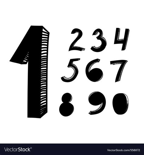 Hand Drawn Numbers Royalty Free Vector Image VectorStock