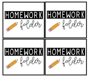 Homework Folder Labels by Lindsey Tighe | Teachers Pay Teachers