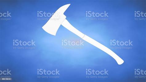 Outlined 3d Rendering Of An Axe Inside A Blue Studio Stock Photo