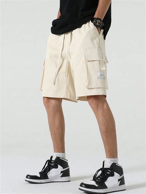 Manfinity Hypemode Men Letter Patched Flap Pocket Drawstring Waist