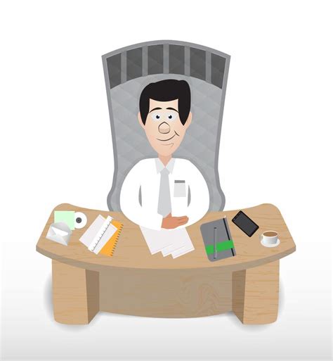 Cartoon Manager Sitting On His Desk 22159679 Vector Art At Vecteezy