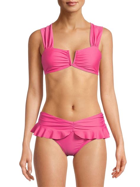 Time And Tru Women S V Wire Bikini Top Adjustable Straps Walmart