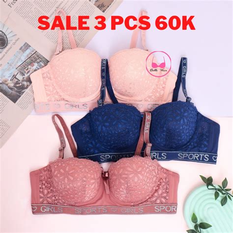 Jual 3pcs Bra Seamles Brokat Half Cup Bellewear Kawat Cup B C 515 Shopee Indonesia