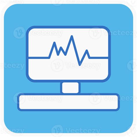 Electrocardiograma Plano Icono En Azul Cuadrado 29760159 PNG