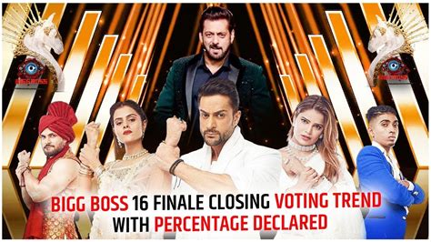 Bigg Boss Finale Closing Voting Trend With Percentage Youtube