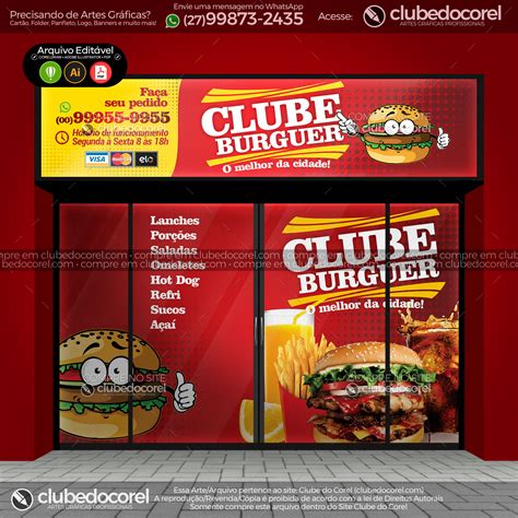 Fachada Placa Plotagem Lanchonete Hamburguer Cdr Ai Pdf Clube