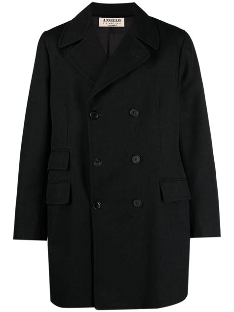 A N G E L O Vintage Cult 1970 double breasted Wool Coat 黑色 FARFETCH CN