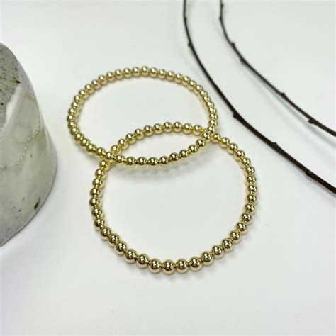 Wholesale 4mm Smooth Bead Stretchy Bracelets 14kt Gold Filled