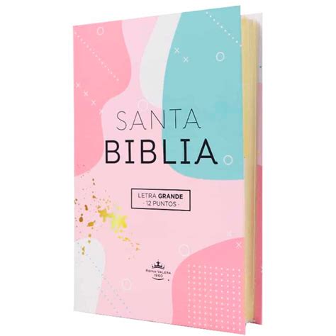 Biblia Reina Valera Letra Grande Tapa Flexible Colores Rosa