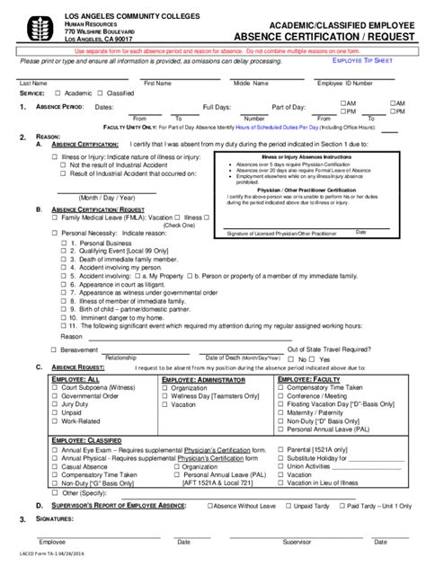 Fillable Online Laccd Edufacultystaffformsacademic Classified