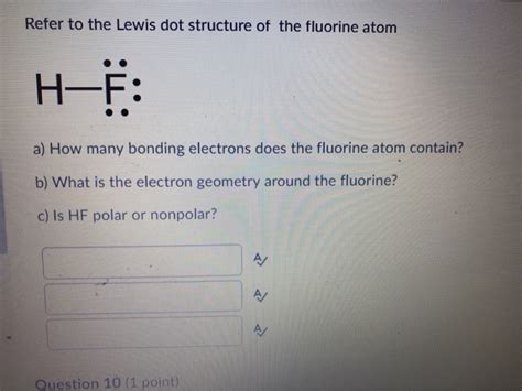 Solved Refer to the Lewis dot structure of the fluorine atom | Chegg.com