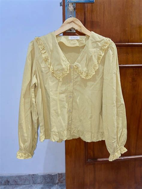 Korean Blouse Kerah Sailor Import Fesyen Wanita Pakaian Wanita