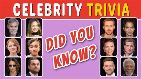 Celebrity Trivia Quiz 🏆🎥🎸 How Well Do You Know Your Celebrities Youtube