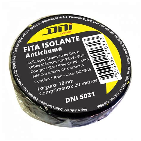 DNI5031 Fita Isolante Em PVC Antichama Preta 20m DNI