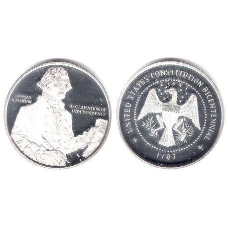 Medalla Thomas Jefferson Declaration Of Independence Proof Plata