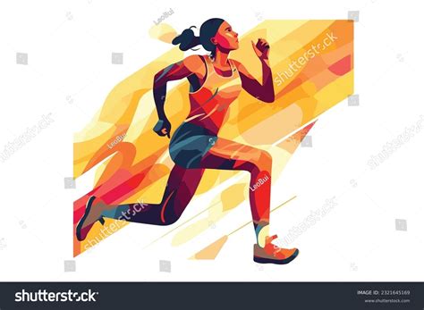 Lady Running Marathon Art Format Stock Vector Royalty Free 2321645169