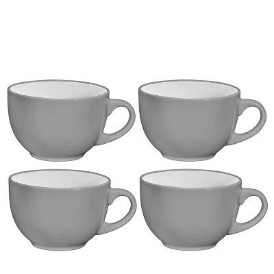 Bruntmor 24 Oz Ceramic Oversized Coffee Mugs - Gray - Set Of 4 : Target