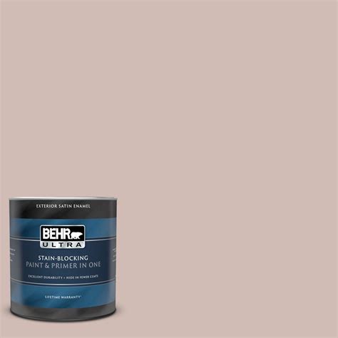 BEHR ULTRA 1 Qt N150 2 Smokey Pink Satin Enamel Exterior Paint And