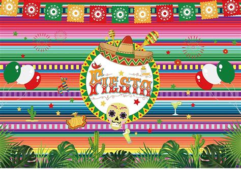 Haboke 7x5ft Durable Soft Fabric Mexican Colorful Stripes Fiesta Theme