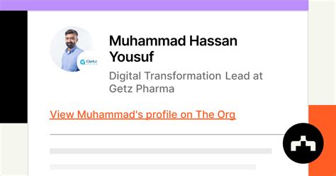 Muhammad Hassan Yousuf Digital Transformation Lead At Getz Pharma The Org