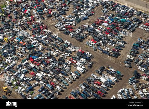 Auto Junkyard Aerial View Stock Photo - Alamy