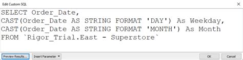 Connecting To Custom Sql Query In Tableau