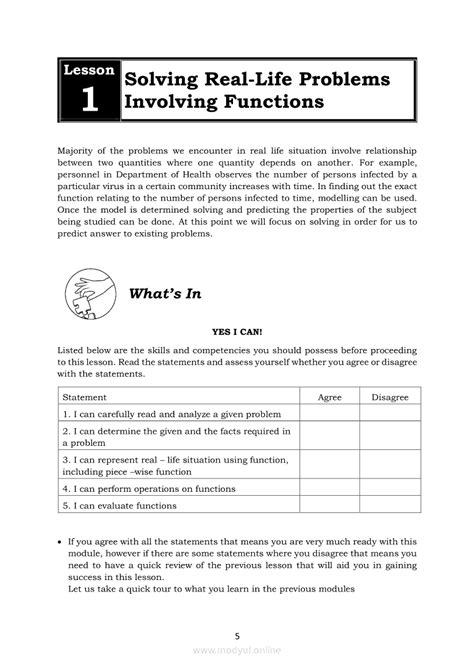 General Mathematics Module 4 Solving Real Life Problems Involving Functions Shs Modules