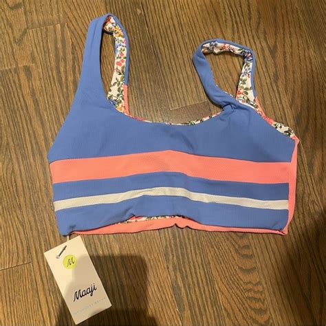 Maaji Swim Maaji Coraly Blue Izzy Sporty Bralette Bikini Top Large