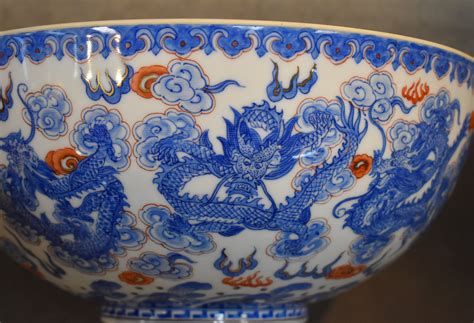 Tai Ming Chenghua Porcelain Imari 5 Claw Dragon Bowl In Case