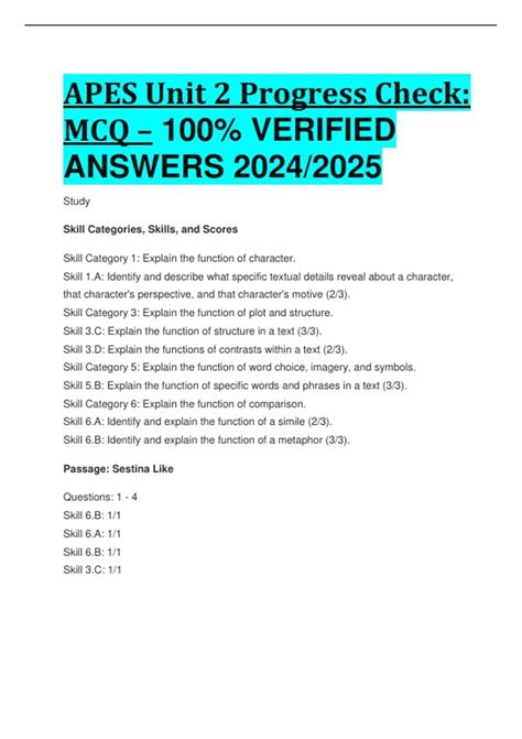 APES Unit 2 Progress Check MCQ 100 VERIFIED ANSWERS 2024 2025