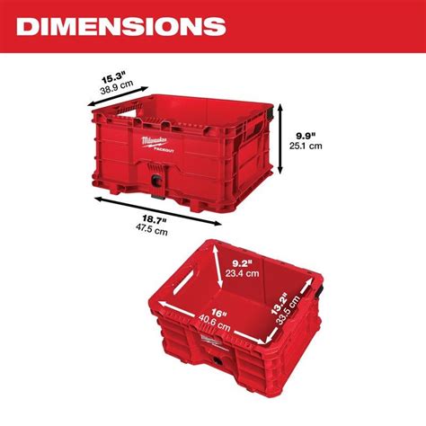 Milwaukee Packout 50 Lb Red Crate 9 9 In H X 18 6 In W X 15 3 In D