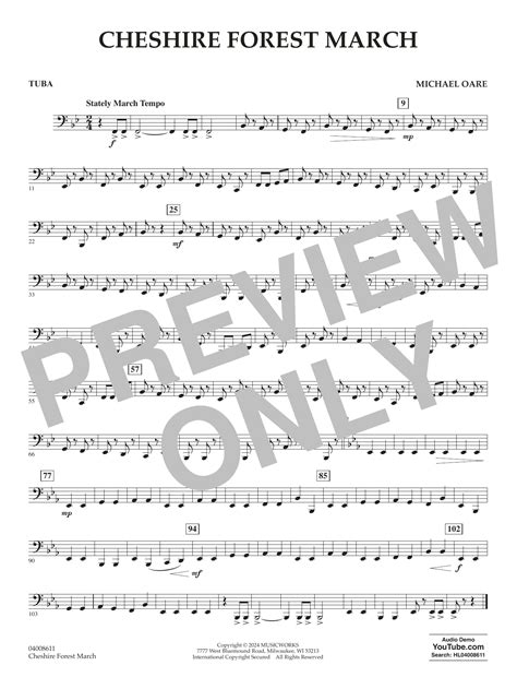 Cheshire Forest March Tuba Sheet Music Michael Oare Concert Band