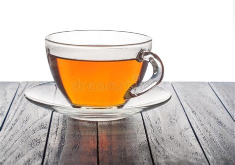 Glass Cup Of Tea On A Wooden Background Stock Image Image Of Healthy